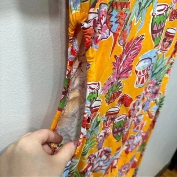 ZARA Orange Tropical Print Side Cutout Mini Dress Large 0085/815 - Picture 6 of 8